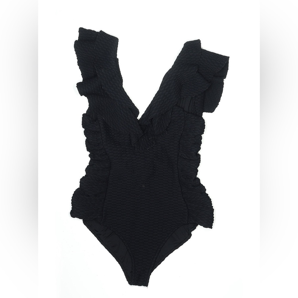 DEVON WINDSOR Elegant Black Textured One Piece - Picture 6 of 7